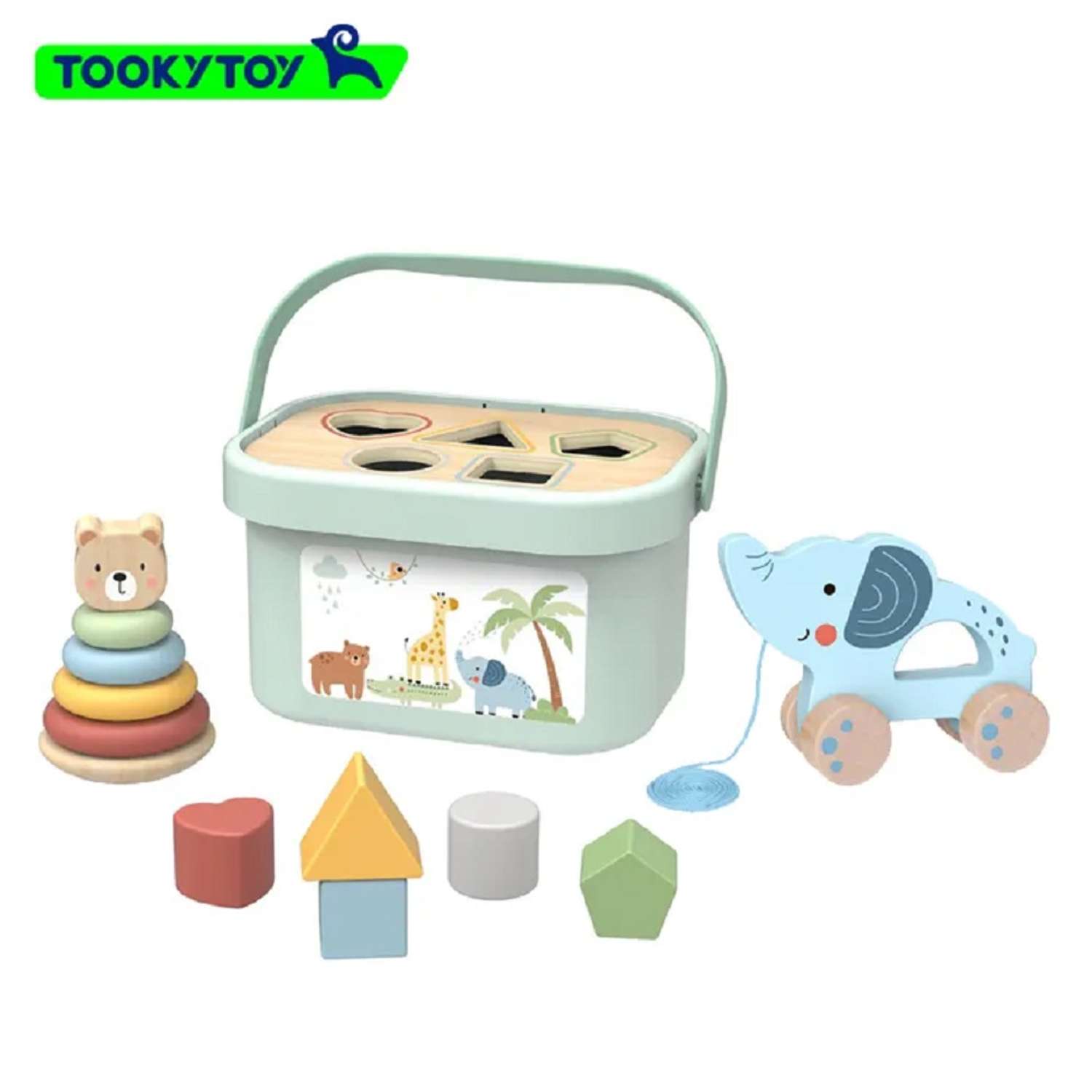 Игровой набор Tooky Toy TJ011 для малыша пирамидка каталка сортер - фото 1