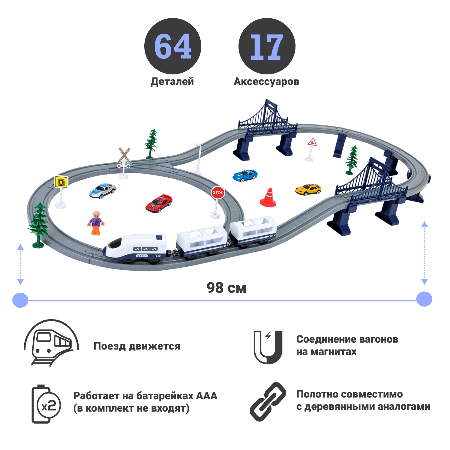 Железная дорога Givito Мой город 64 предмета на батарейках G201-011