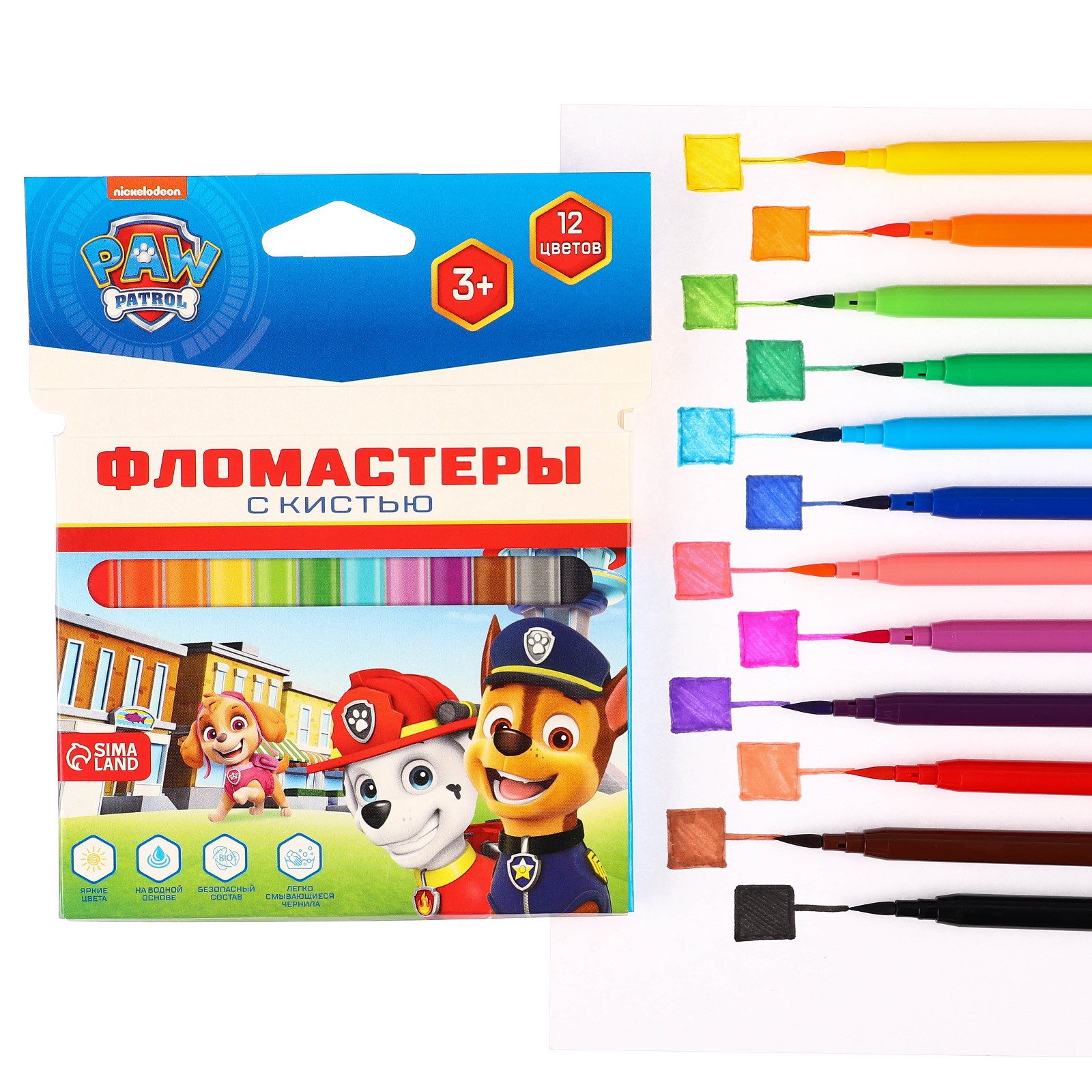 Фломастеры Paw Patrol с кистью 12 цветов Щенячий патруль - фото 8