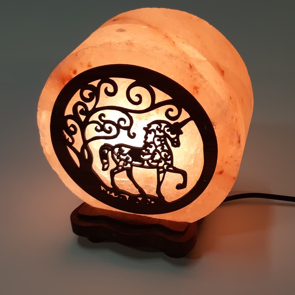 Солевая лампа Wonder Life Круг-6 Единорог с деревянной картиной 3-4кг Гималайская соль - фото 6