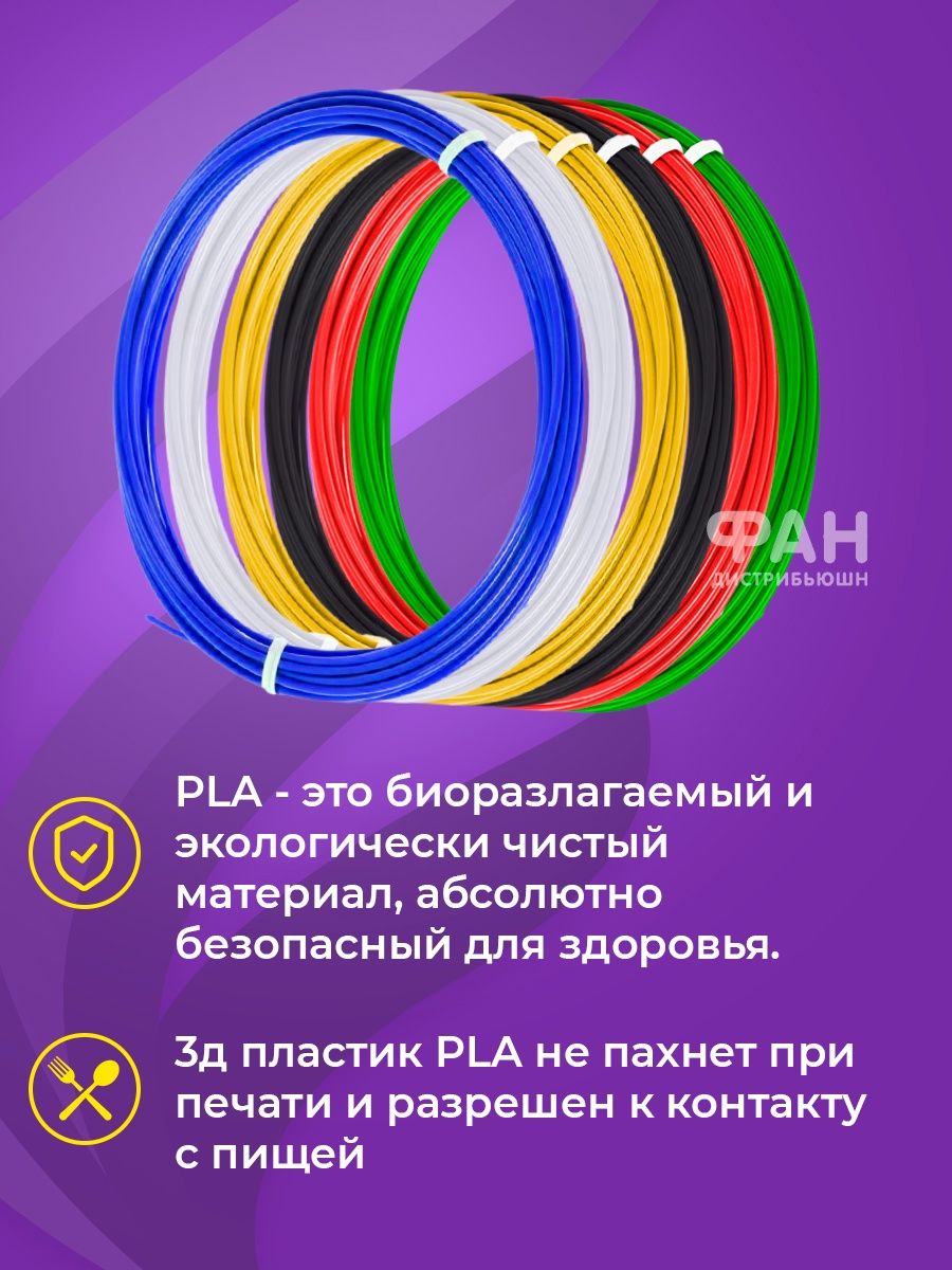 Набор для 3д ручек PLA Funtasy 6 цветов по 5 метров - фото 3