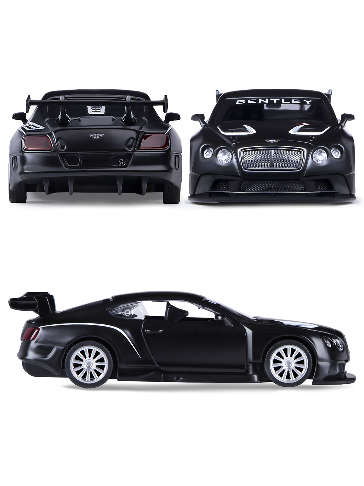 Машинка металлическая АВТОпанорама игрушка детская 1:43 Bentley Continental GT3 черный инерционная JB1251556 - фото 4