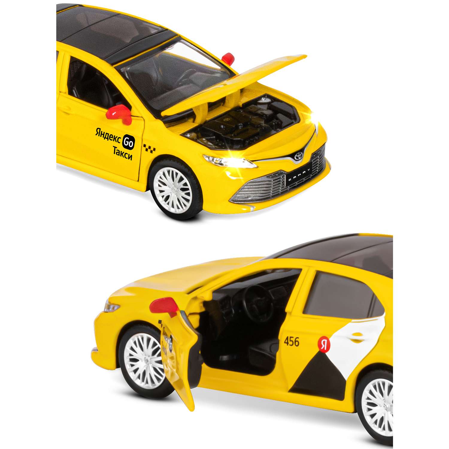 Машинка металлическая Яндекс GO игрушка детская Toyota Camry цвет желтый Озвучено Алисой JB1251482 - фото 9
