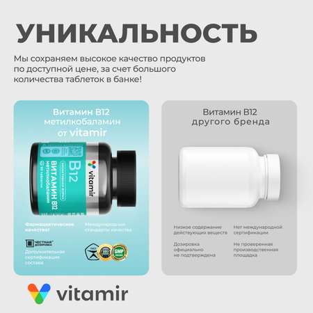 БАД VITAMIR Витамин В12 метилкобаламин 90 таб