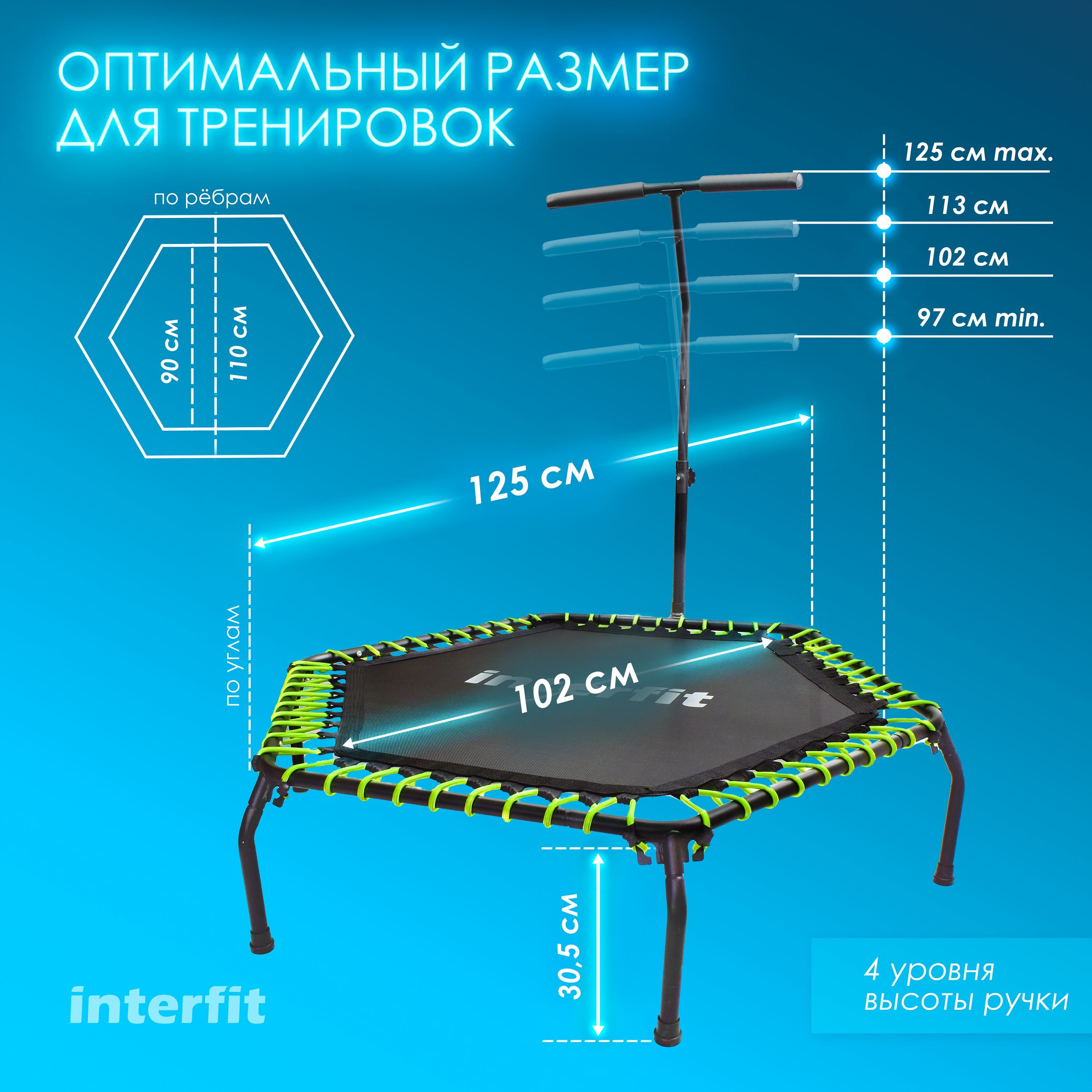 Батут для фитнеса Interfit детский с ручкой для джампинга для дома - фото 2