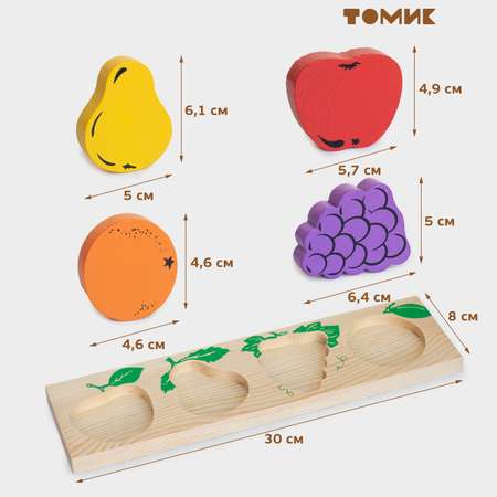 Сортер вкладыш Томик развивающая игрушка Фрукты-ягоды 5 деталей
