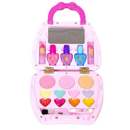 Набор детской косметики BONDIBON Eva Moda Косметичка-сумочка с лаками и наклейками для ногтей розовая