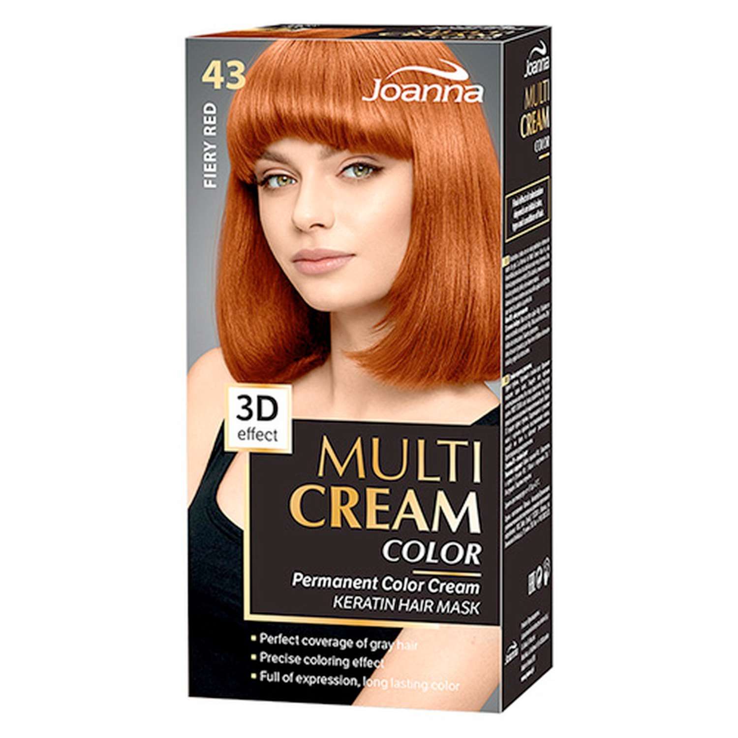 Краска для волос JOANNA Multi cream 3d пламенный рыжий (тон 43) - фото 4