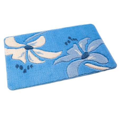 Ковер для ванной Aquarius цветок 55х90см голубой