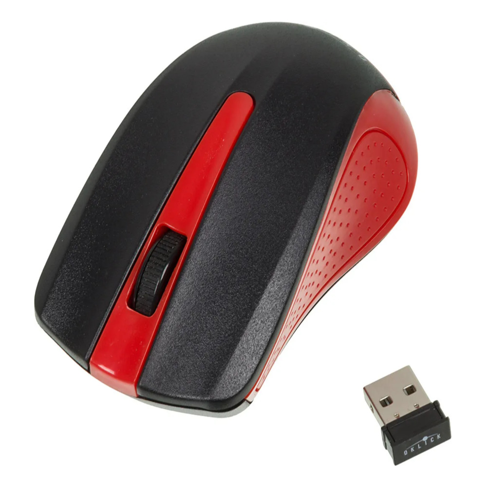 Мышь OKLICK 485MW черный/красный оптическая (1200dpi) беспроводная USB (2but) - фото 1