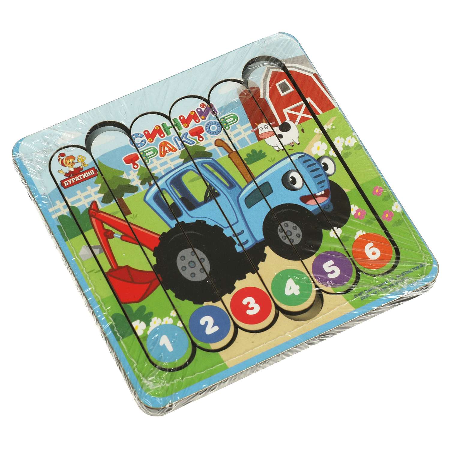 Игрушка Буратино Синий трактор Пазл деревянная 376523 - фото 5