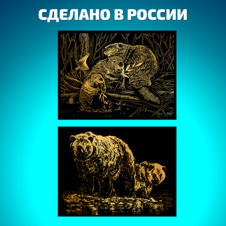 Набор для творчества LORI Гравюра книга из 9 листов Лесные жители 18х24 см