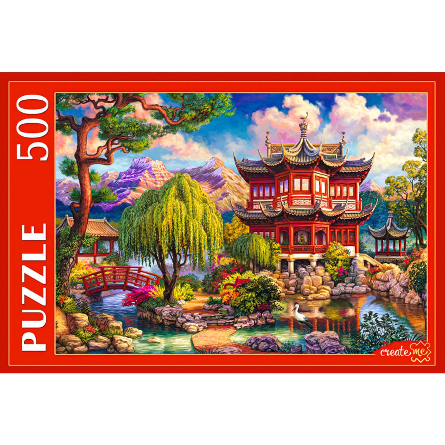 Пазл Рыжий кот 500 элементов Восточная Пагода у пруда - фото 1