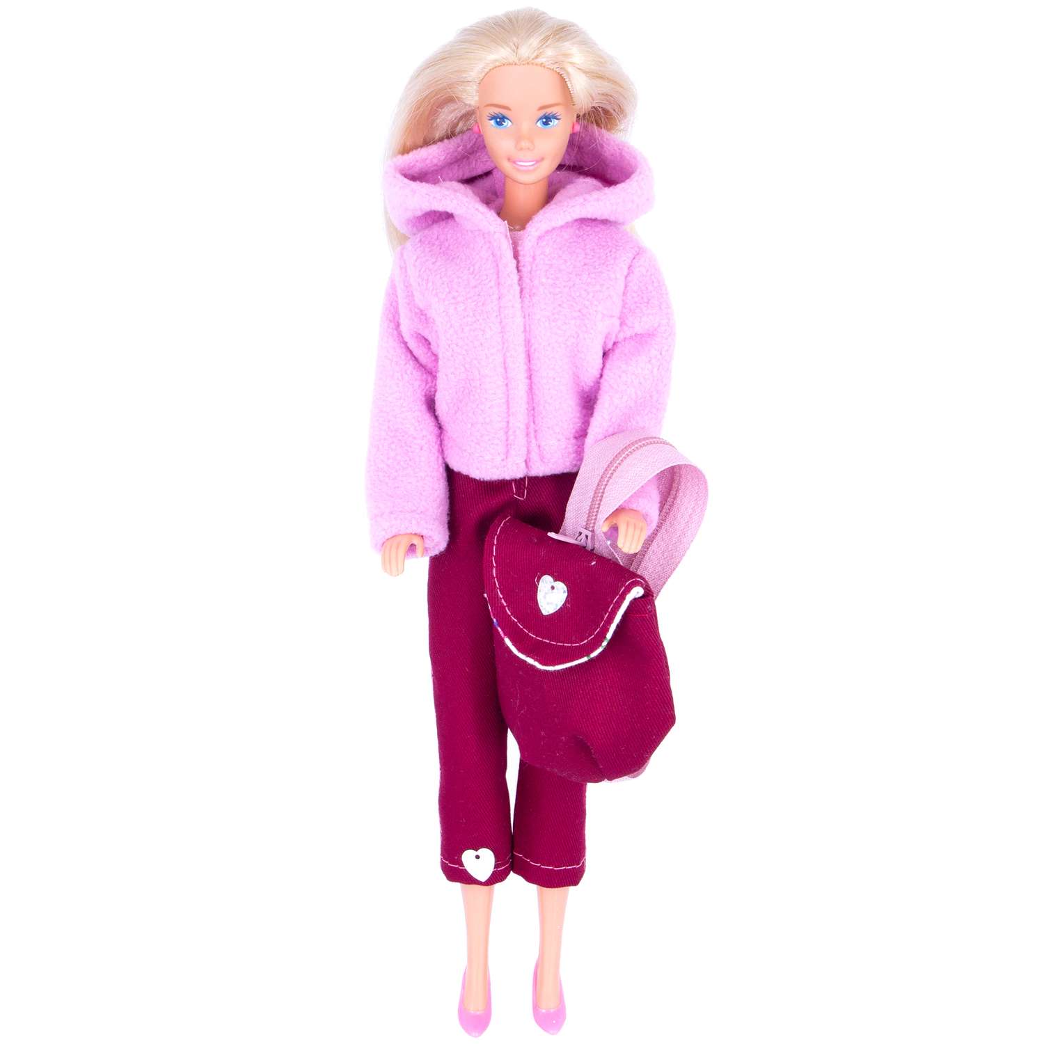 Набор одежды Модница для куклы 29 см: куртка штаны и рюкзак 9999цикламен&amp;бордо - фото 1