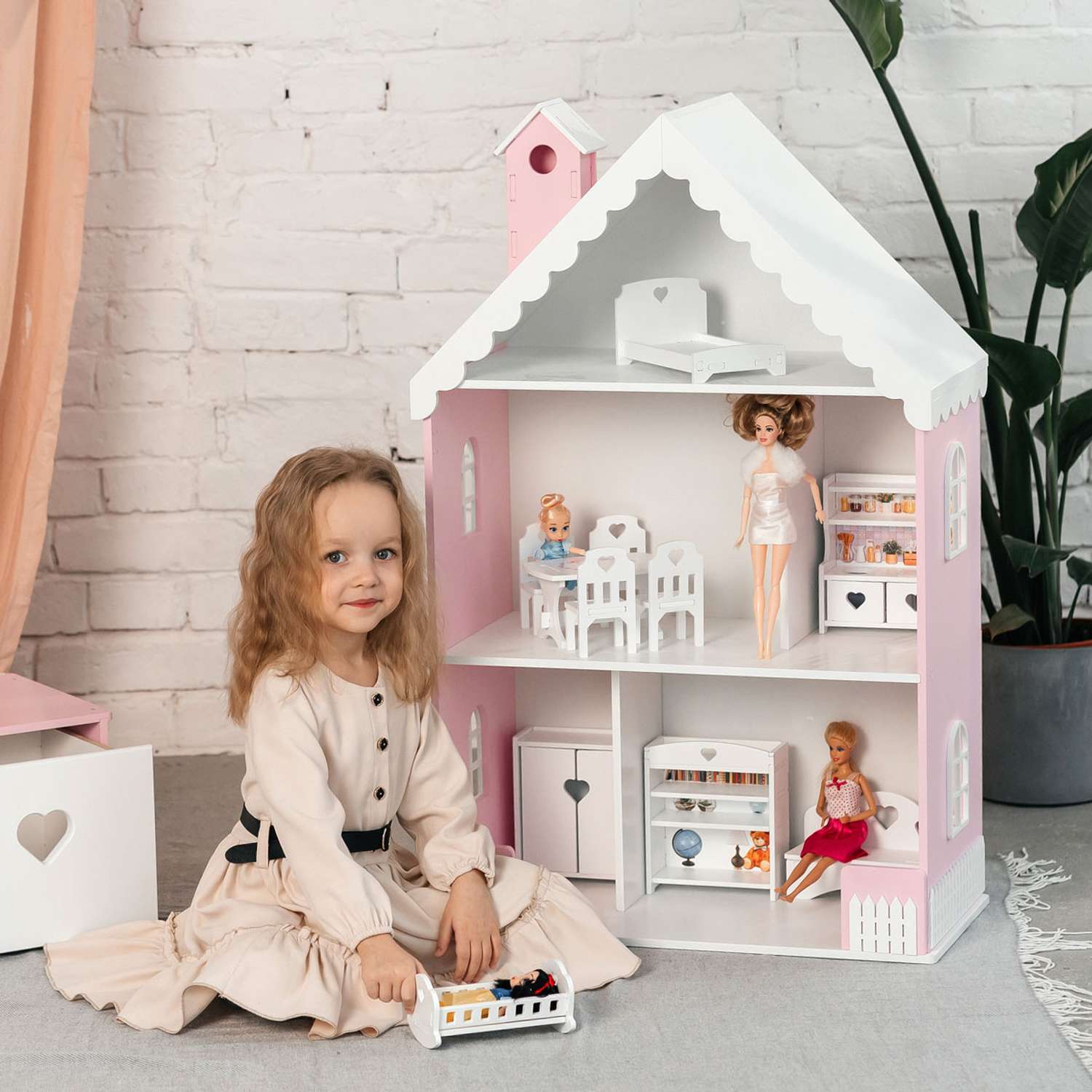 Кукольный дом Pema kids розово-белый Материал МДФ ВероникаРозБел - фото 1