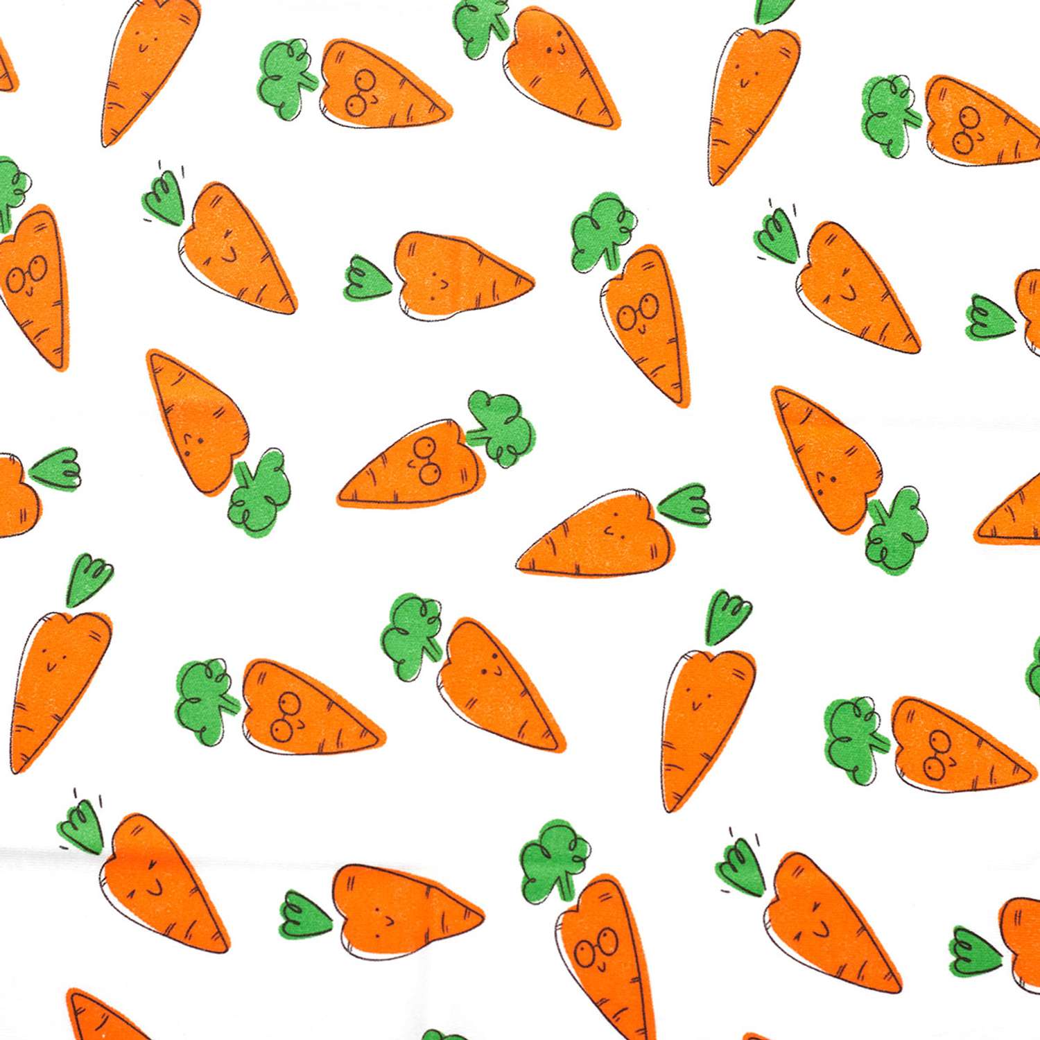 Ткань Совушка трикотаж интерлок с рисунком морковь хлопок для творчества 45х50 см бело-оранжевый - фото 3