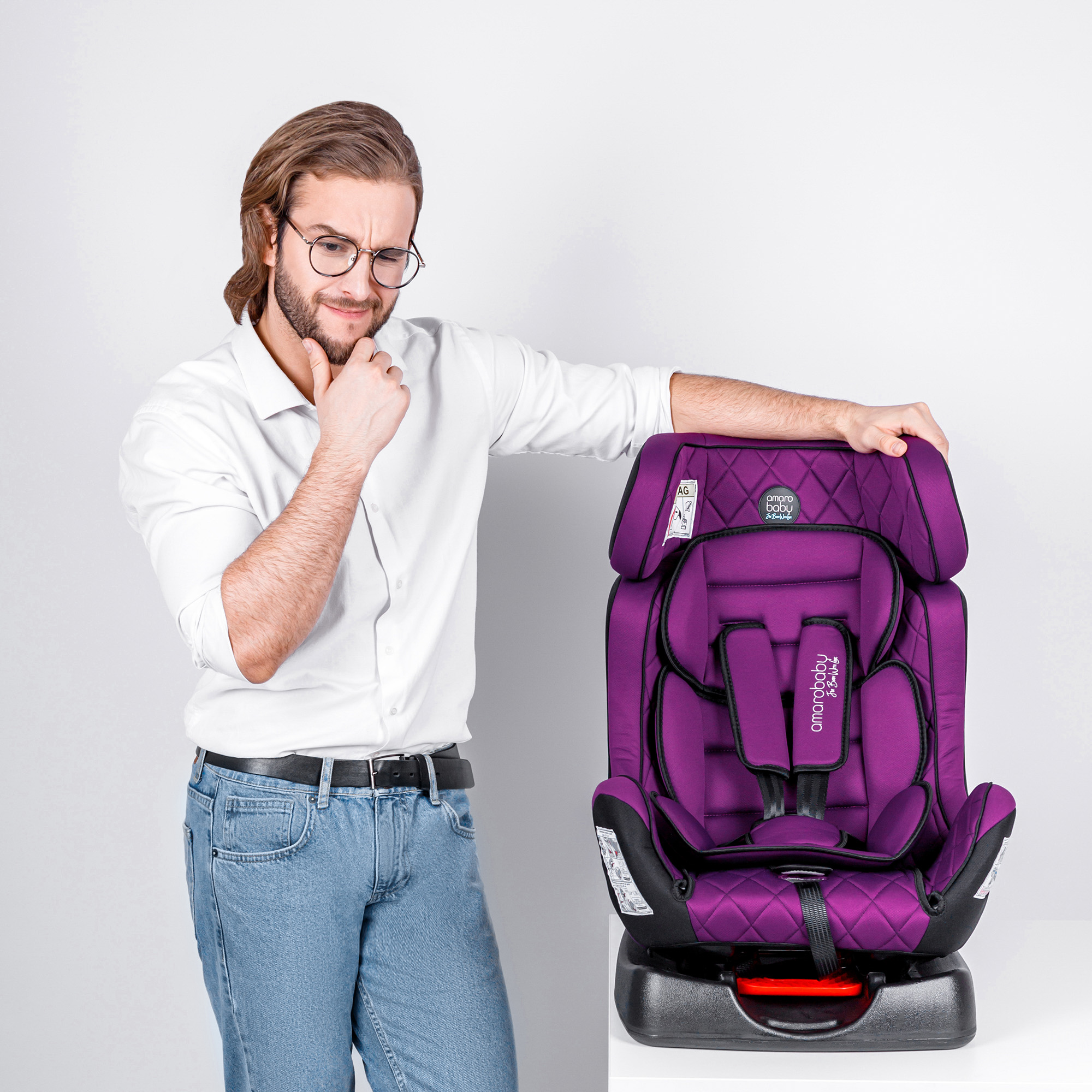 Автокресло детское AmaroBaby Professional группа 0+ I II фиолетовый - фото 10