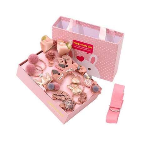 Подарочный набор заколок Seichi для девочек темно-розовый