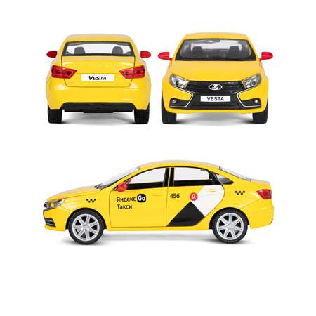 Машинка металлическая Яндекс GO Lada Vesta 1:24 желтый инерционная Озвучено Алисой