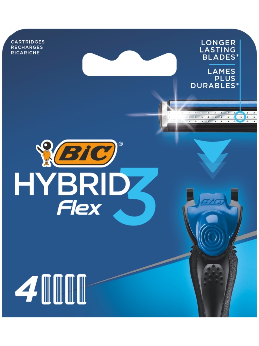 Сменные кассеты для бритвы BIC Hybrid 3 Flex 4 шт - фото 1