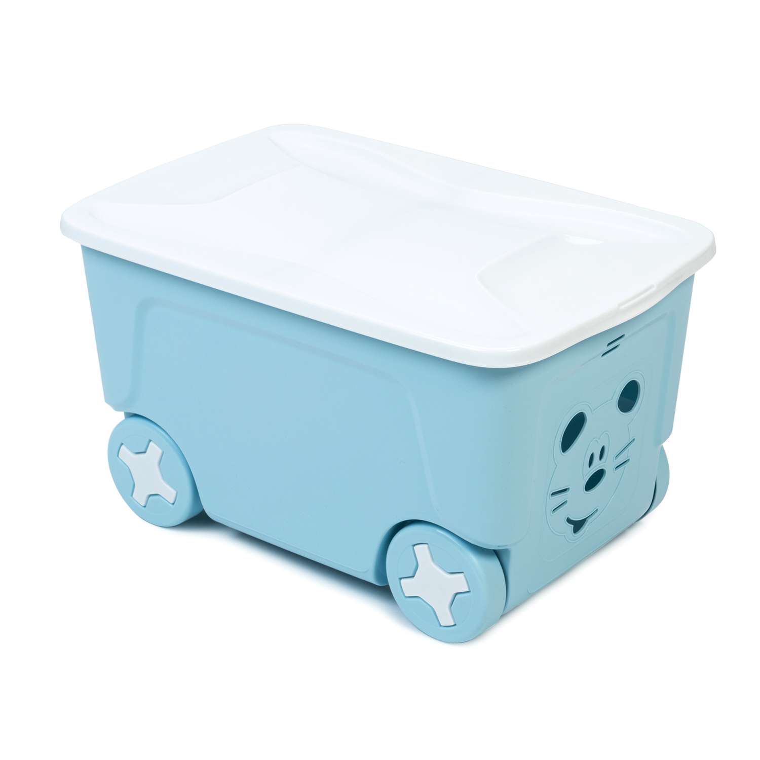 Ящик для игрушек LittleAngel Cool на колесах 50л Голубой - фото 1