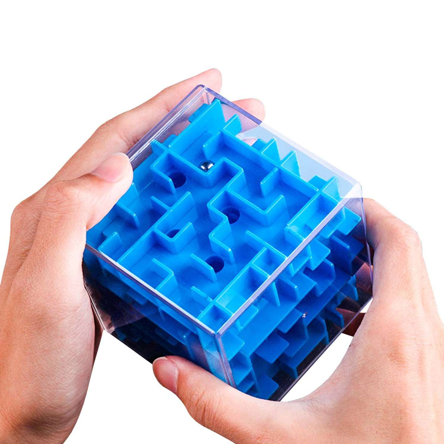 Головоломка для детей WiMI логический куб с шариком синий - фото 2