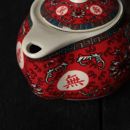 Чайник Sima-Land керамический заварочный с металлическим ситом «Лотос» 200 мл цвет красный