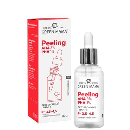 Пилинг Green Mama для лица всесезонный Professional formula с AHA и PHA кислотами 30 м