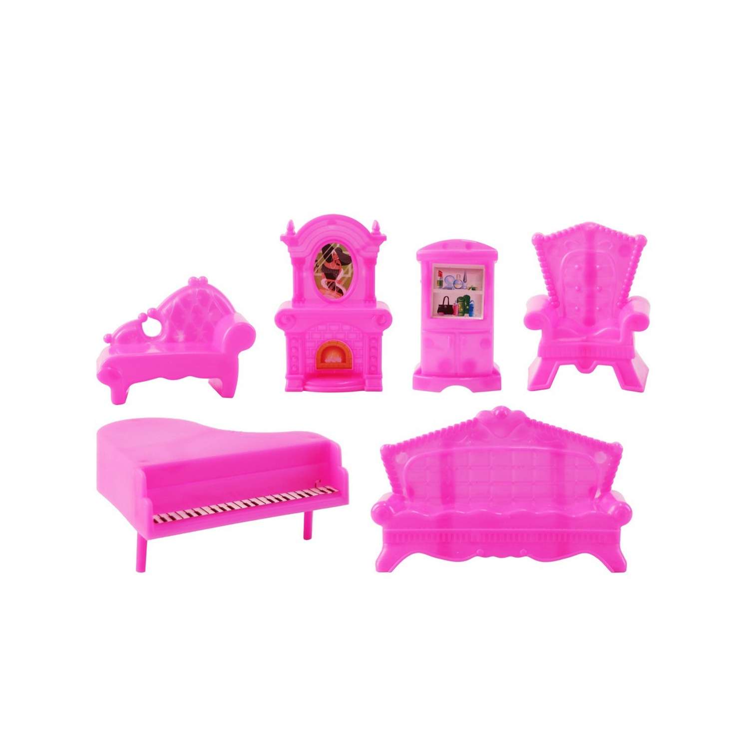 Замок принцессы DollyToy 33х5х26 см кукла 9 см карета лошадь мебель розовый DOL0803-102 - фото 5