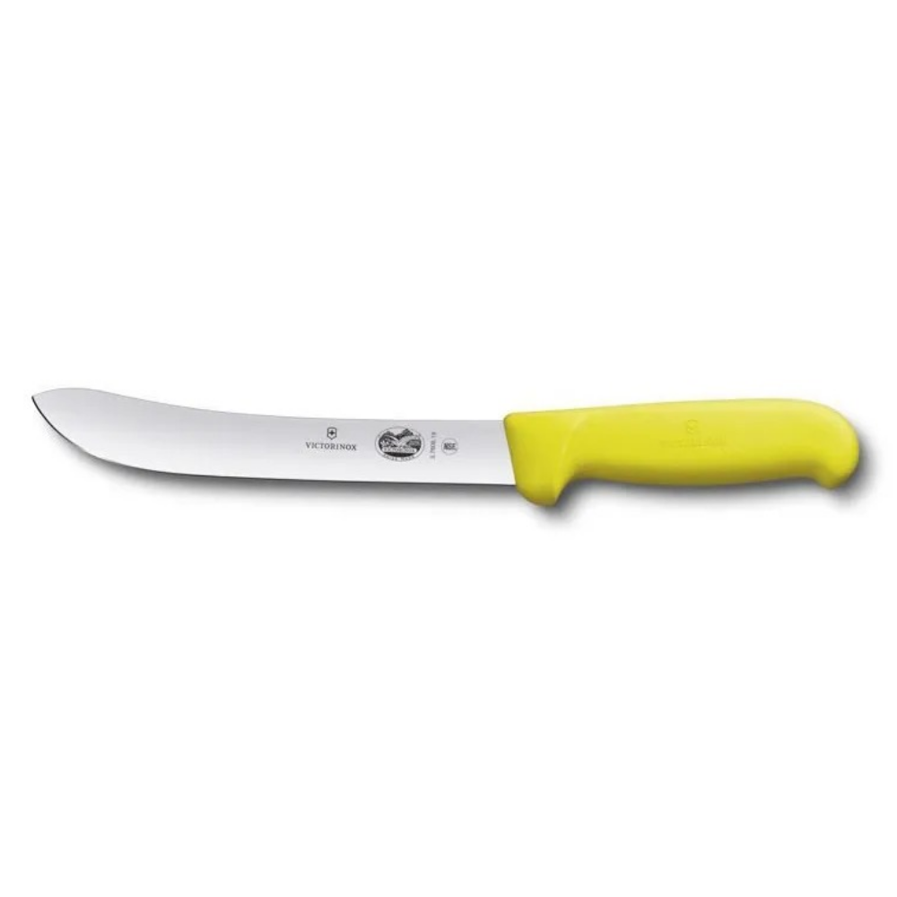 Нож кухонный Victorinox Swibo 5.7608.18 стальной разделочный лезвие 180 мм прямая заточка желтый - фото 1