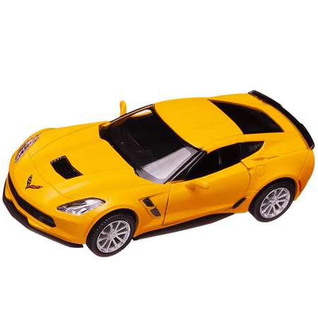 Машина металлическая Uni-Fortune Chevrolet Corvette Grand Sport желтый матовый цвет двери открываются