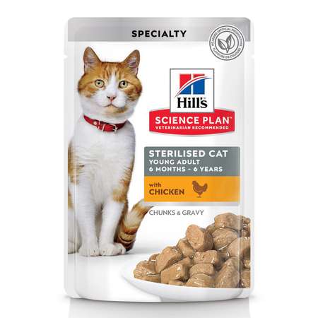 Корм влажный для кошек HILLS 85г Science Plan Sterilised Cat с курицей для стерилизованных от 6 месяцев пауч