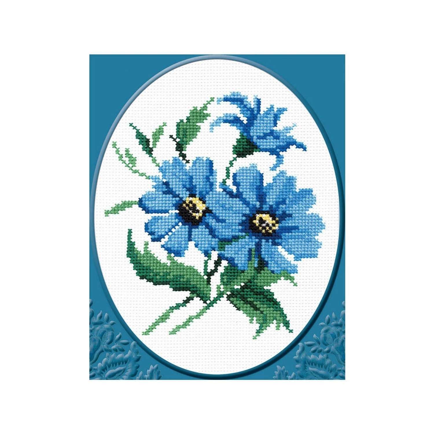 Набор для вышивания РС Студия крестом 174 Синие цветочки 20х18см - фото 1