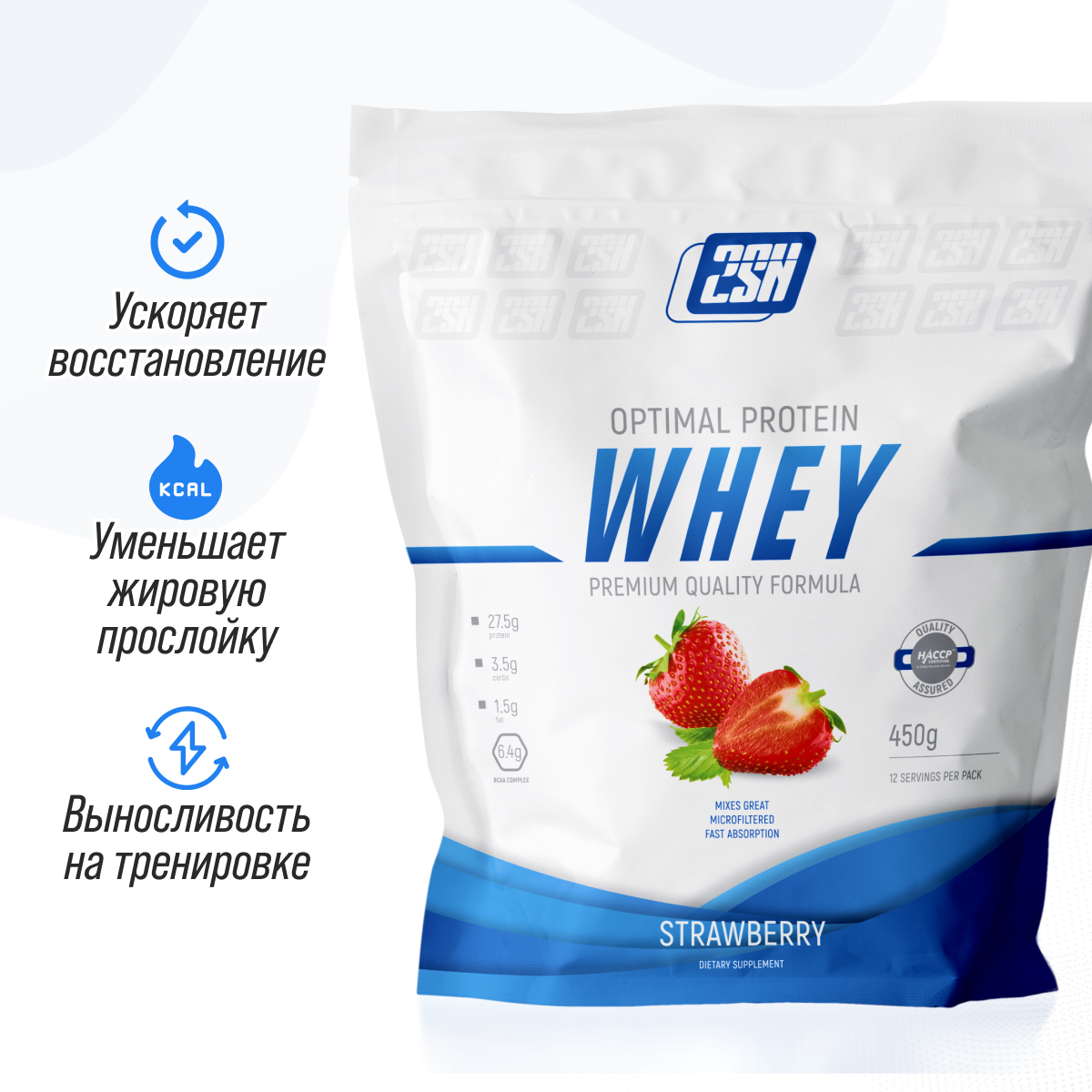 Протеин сывороточный 2SN Whey Protein 12 порций 450 г Клубника - фото 1