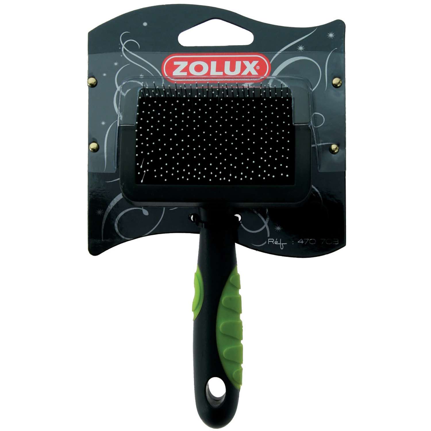Щетка-пуходерка Zolux с гибкими щетинками пластиковая малая Черно-зеленая - фото 1