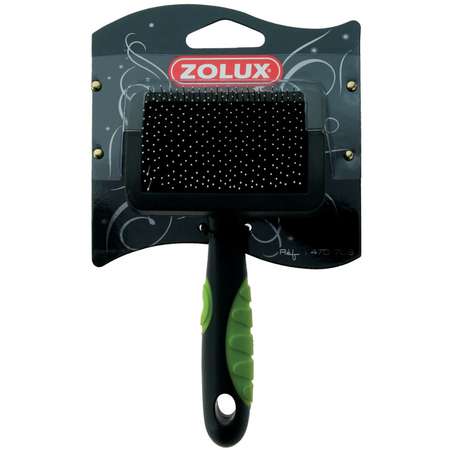 Щетка-пуходерка Zolux с гибкими щетинками пластиковая малая Черно-зеленая