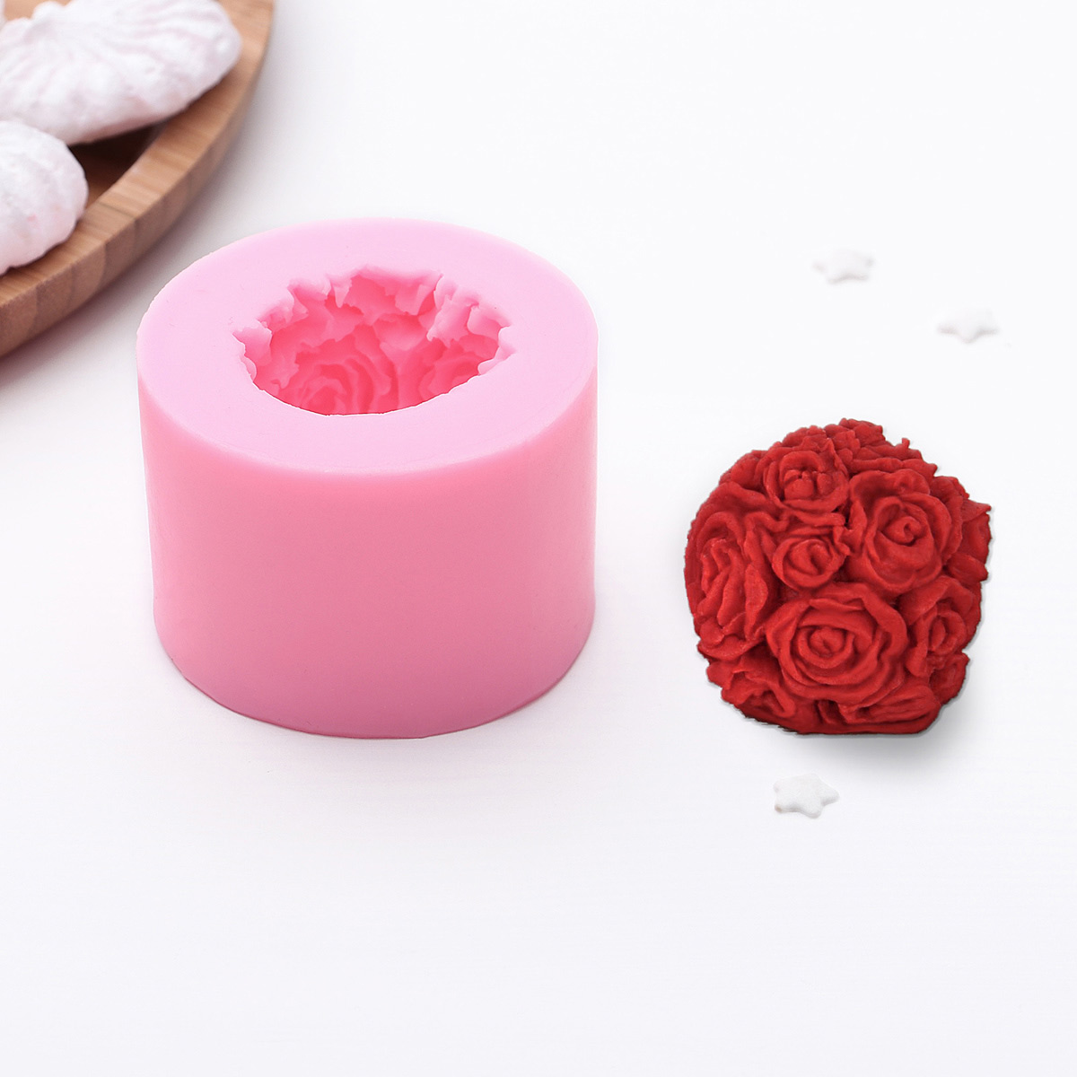 Молд силиконовый Арт Узор для работы с полимерной глиной свечей мылом смолой гипсом Розовый букет - фото 2