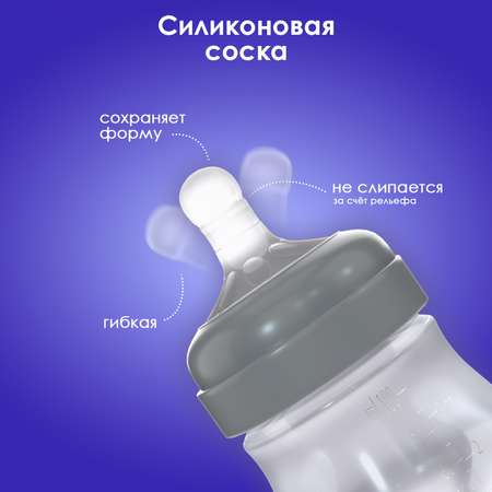 Бутылочка для кормления KUNDER 200мл антиколиковая с силиконовой соской диаметр 5см размер соски М (3м+)