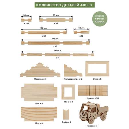 Конструктор ЛЕСОВИЧОК Разборный домик №7 410 деталей