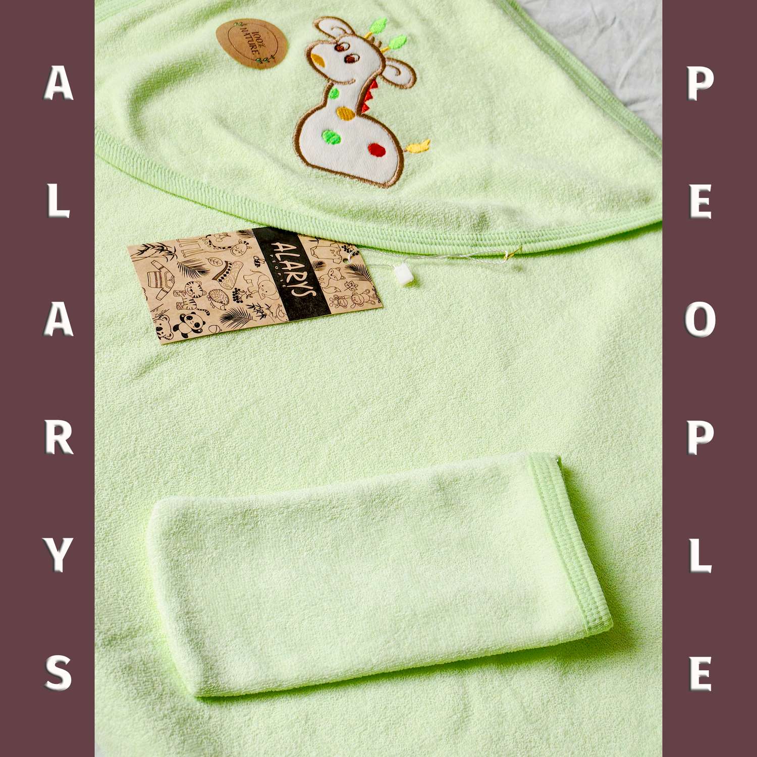 Набор для купания ALARYSPEOPLE пеленка-полотенце с уголком и рукавичка - фото 10