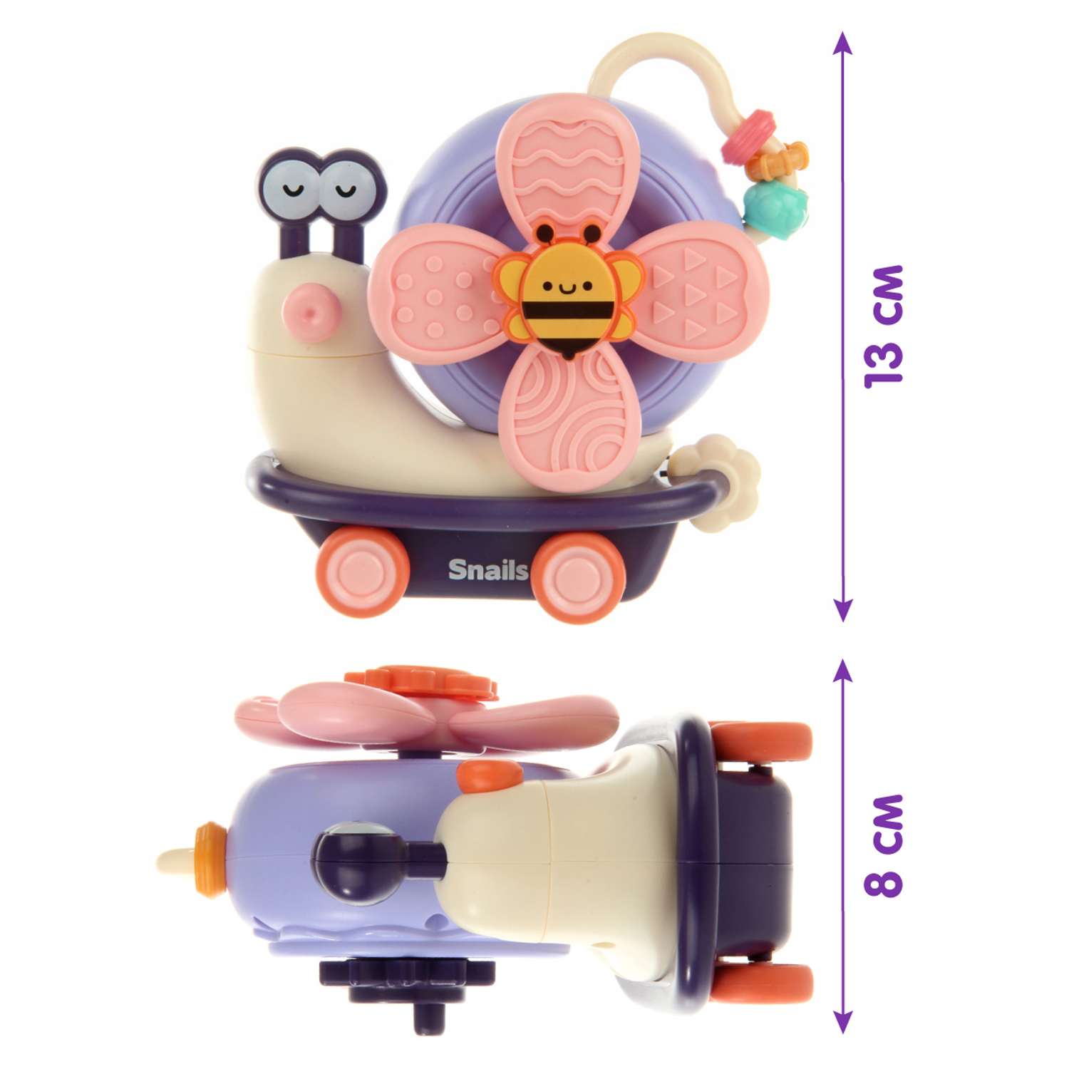 Развивающая игрушка Ути Пути 2 в 1 спиннер и покатушка на присоске Мадам Улитка - фото 2