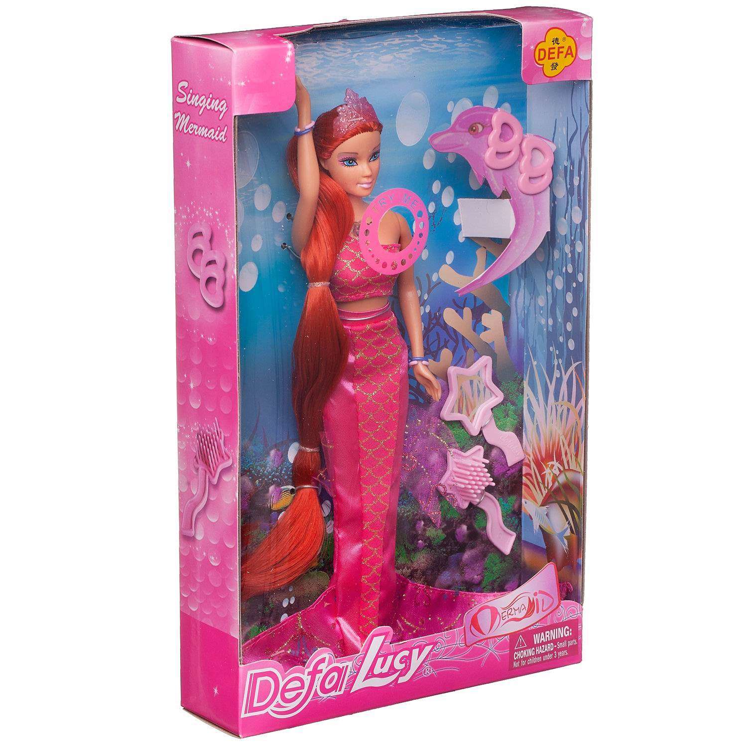 Игровой набор ABTOYS Кукла Defa Lucy Русалочка с игровыми предметами на батарейках 8230d/розовое - фото 3