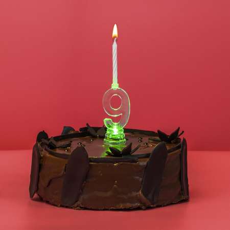 Подсвечник Золотая сказка на торт цифра 9 набор 4 свечи 6 см
