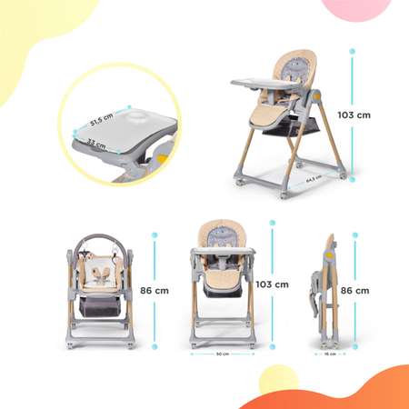 Стульчик для кормления Kinderkraft Lastree Grey с рождения