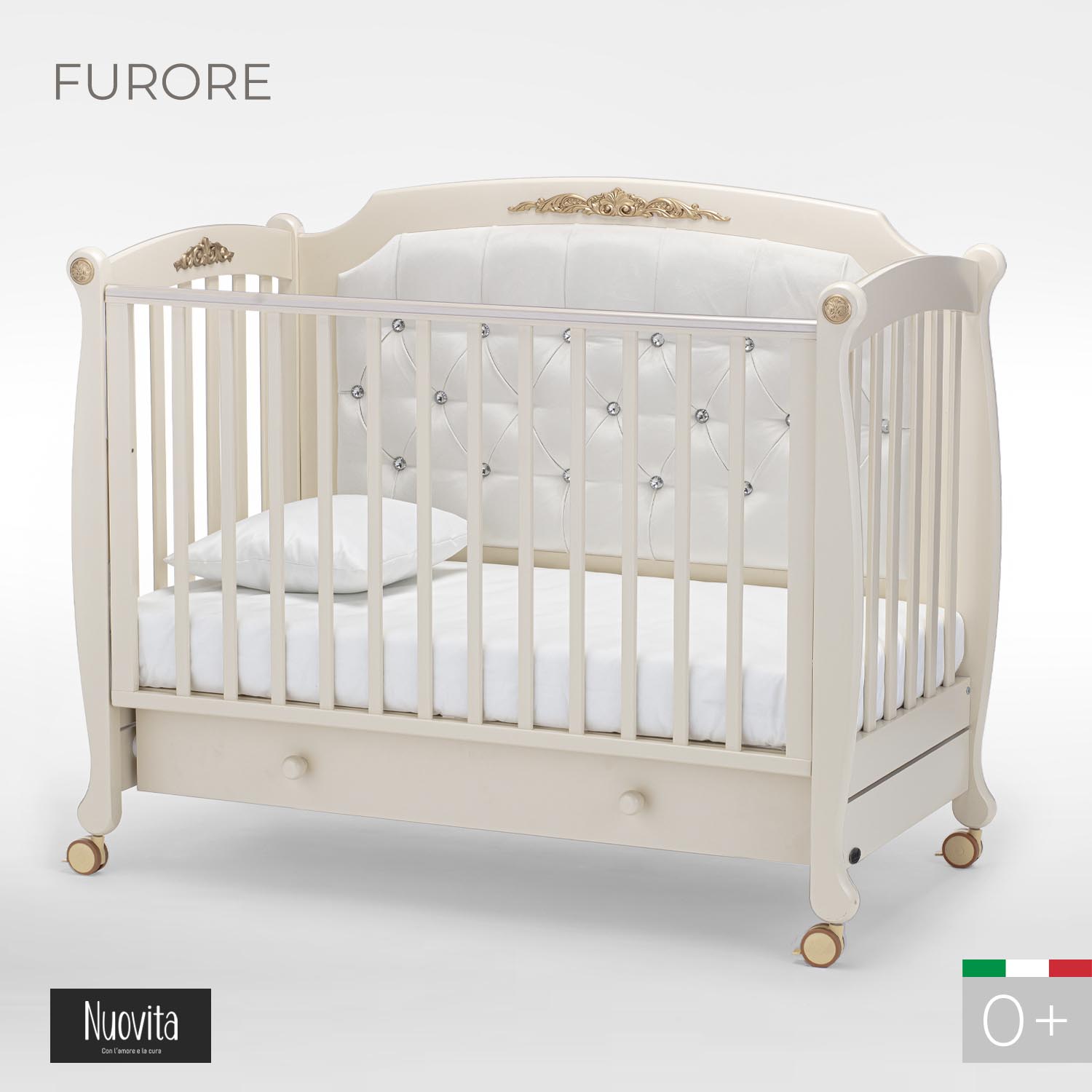 Детская кроватка Nuovita Furore прямоугольная, без маятника (слоновая кость) - фото 2