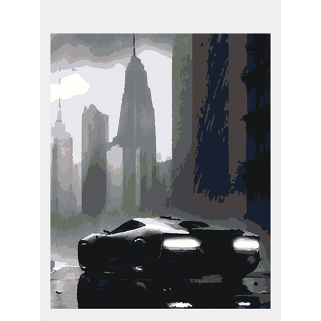 Картина по номерам 50х40 Selfica Чёрный автомобиль