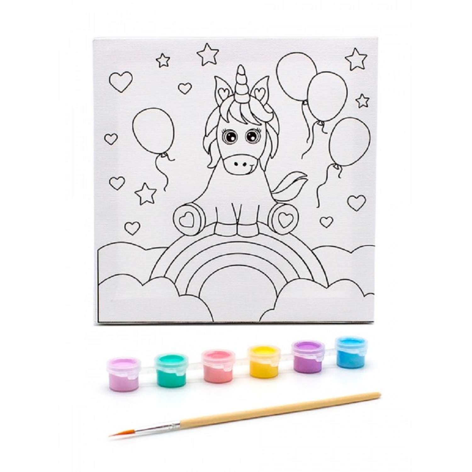 Раскраска на холсте РАЗВИВАШКИ Единорог с шариками - фото 1
