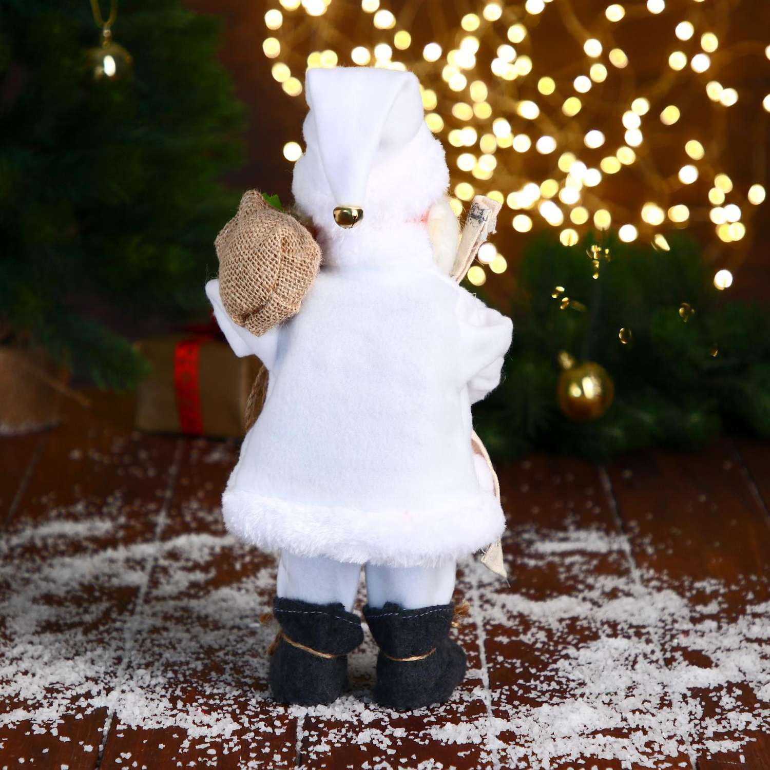 Дед мороз Зимнее волшебство «В белом полушубке с мешком» двигается 29 см - фото 8