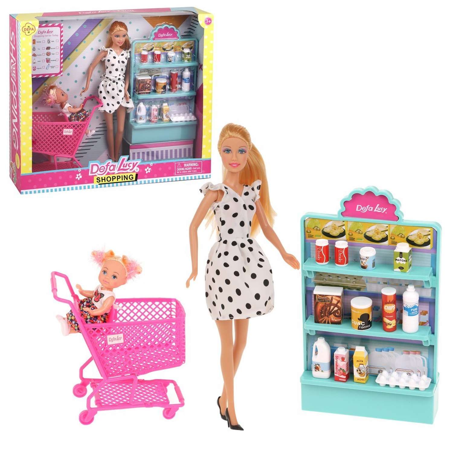 Кукла Lucy Наша Игрушка с малышом набор Супермаркет 16 аксессуаров 612757 - фото 1