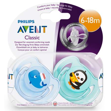 Пустышка Philips Avent Classic 6-18 мес 2 шт SCF169/37